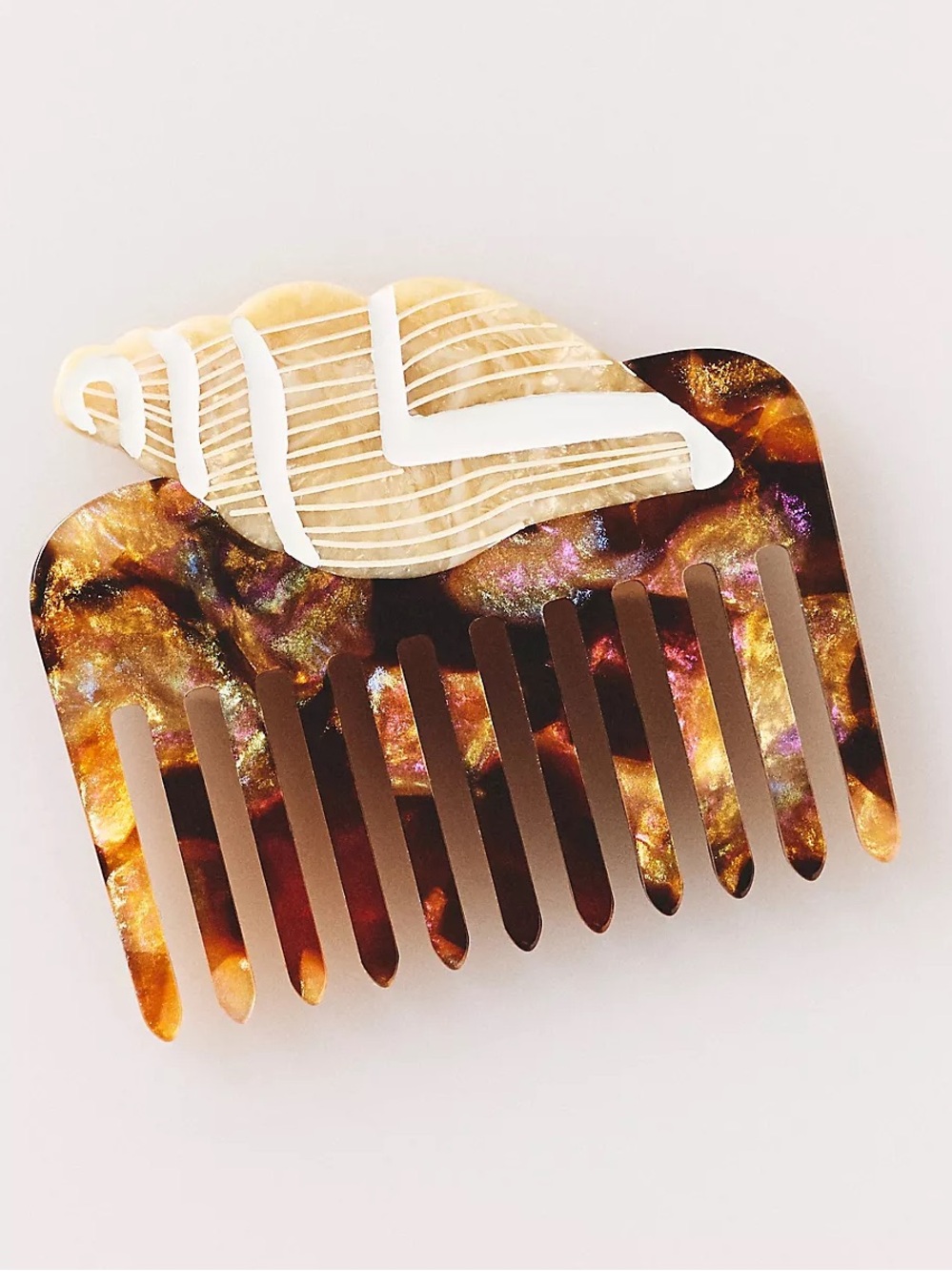 Anthropologie Solar Eclipse Handpainted Pocket Comb Conch Shell